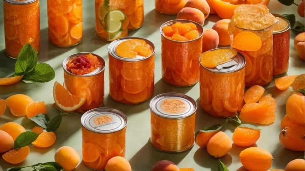 A variety of canned apricots showcasing delectable recipes.