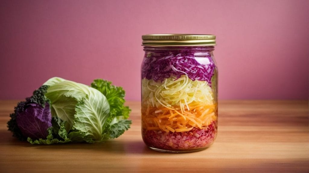 Canned sauerkraut recipe using rainbow cabbage.